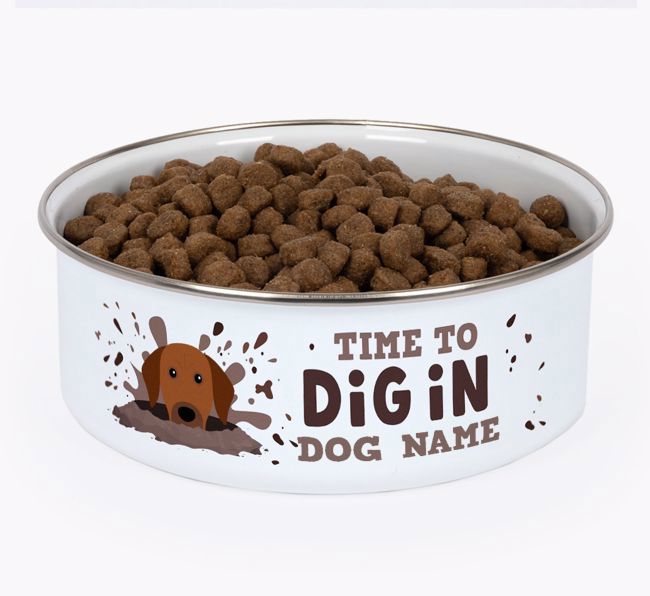 Time To Dig In: Personalised {breedFullName} Enamel Dog Bowl